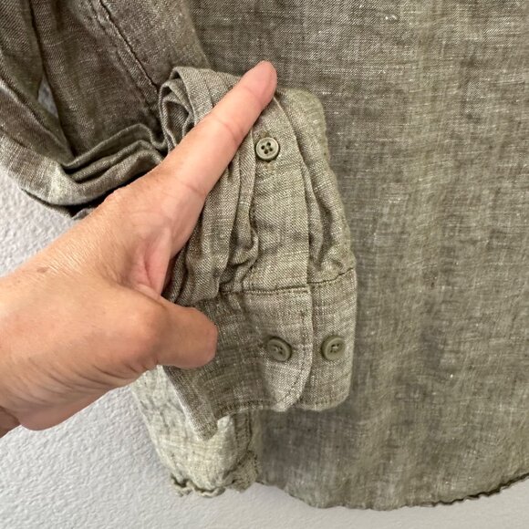 Frank Tailor Premium Collection Regular Fit Button Up Shirt Mandarin Neck Linen - Picture 5 of 9